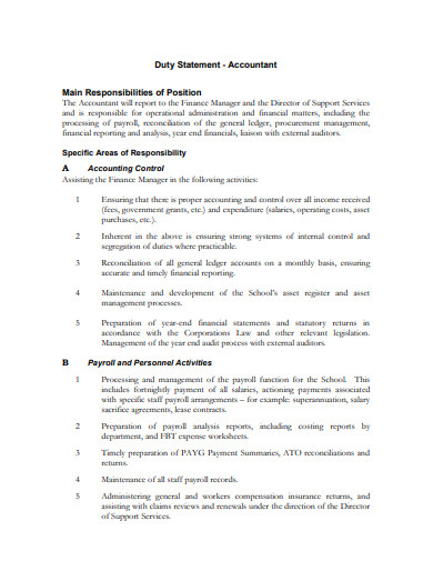 12+ Duty Statement Templates in PDF | DOC