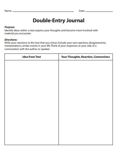 Printable Double Entry Journal