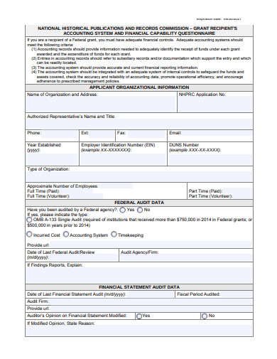 accounting system financial capability questionnaire