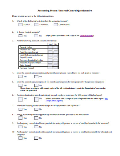 19+ Accounting Questionnaire Templates in PDF | Microsoft Word