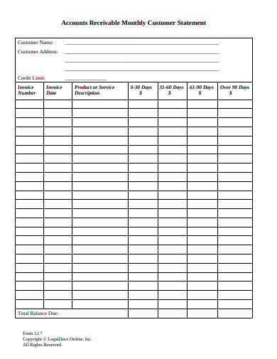 accounts receivable monthly template