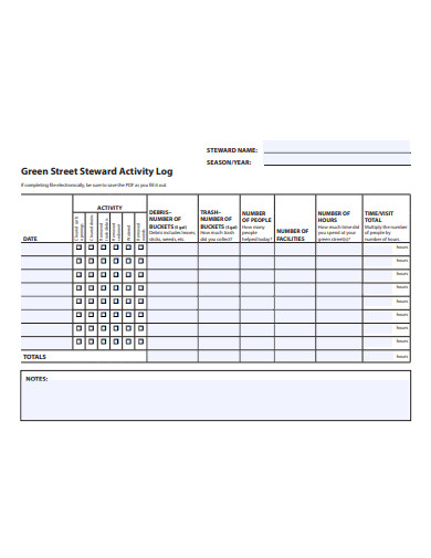 25+ Activity Log Templates in Word | Pages | PDF
