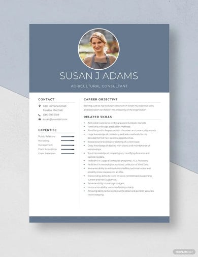 agricultural consultant resume template