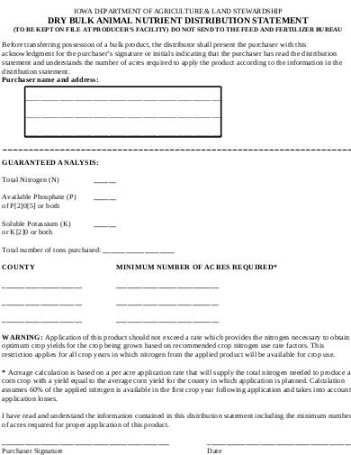 animal nutrient distribution statement