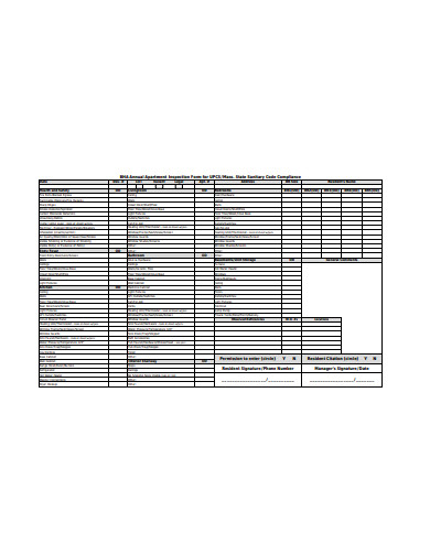 6+ Apartment Inspection Form Templates in PDF | XLS