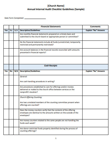 annual internal audit checklist template