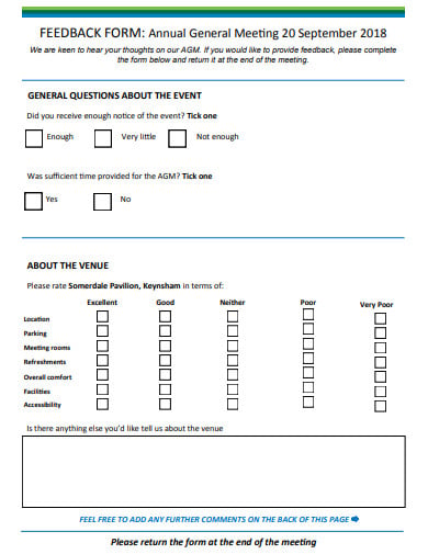 annual meeting feedback form template