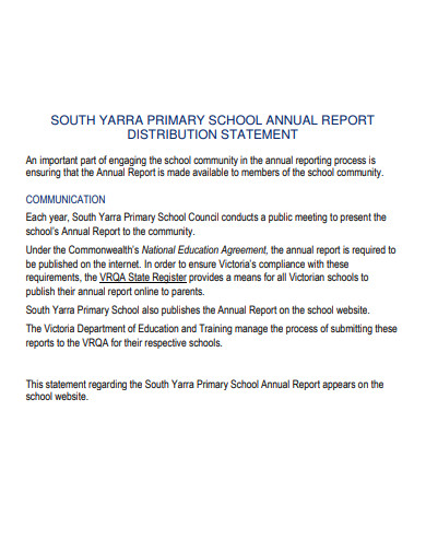 annual report distribution statement example