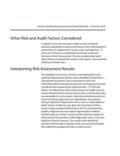 annual risk assessment audit work plan template