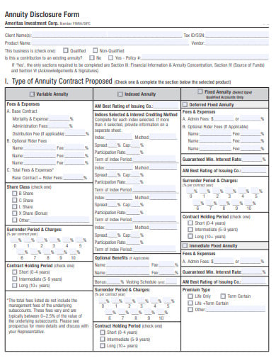 annuity disclosure form template