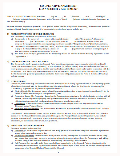 apartment loan security agreement template