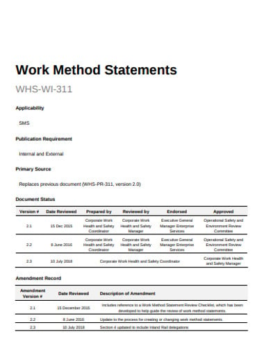 applicability work method statement
