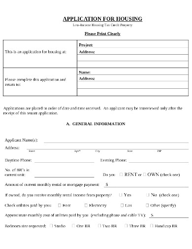 Free 10 Housing Application Form Templates In Pdf 9674