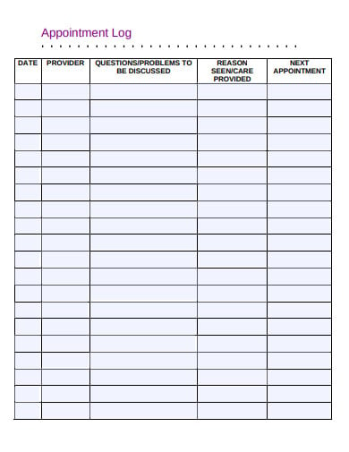 Appointment Log Templates