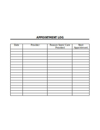 appointment log template