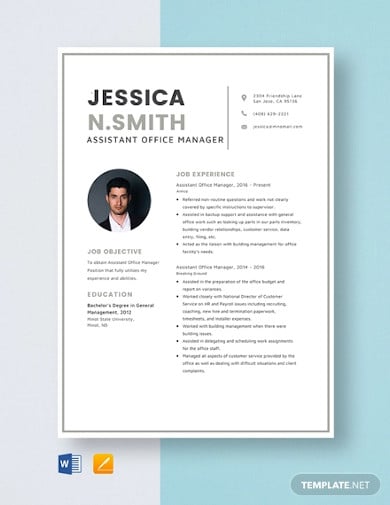 assistant office manager resume template