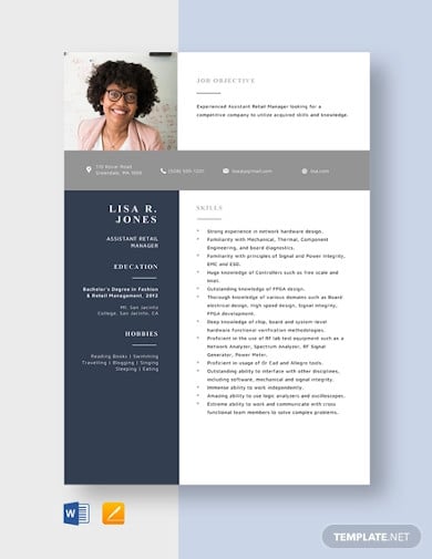 assistant retail manager resume template