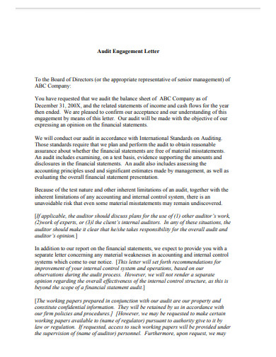 10 Audit Engagement Letter Templates In Pdf Ms Word Free And Premium Templates