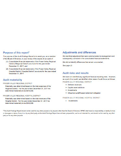 audit findings report format