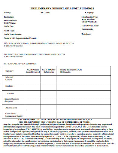 audit findings report template