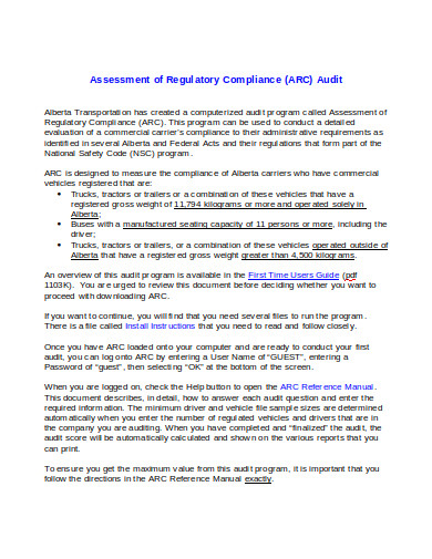 audit reguletory assessment in doc