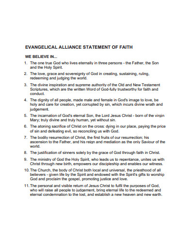 personal statement of faith