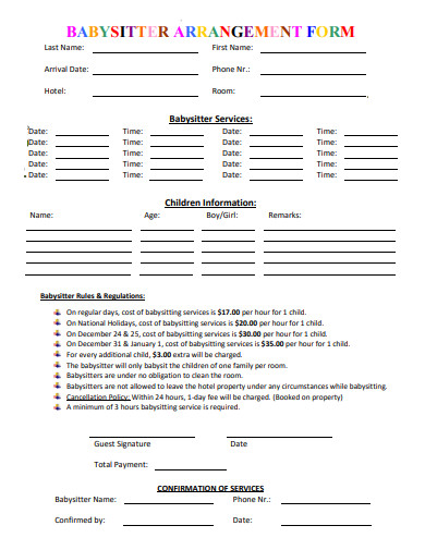 10+ Babysitter Form Templates in PDF | DOC