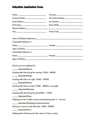 babysitter-appication-form-template