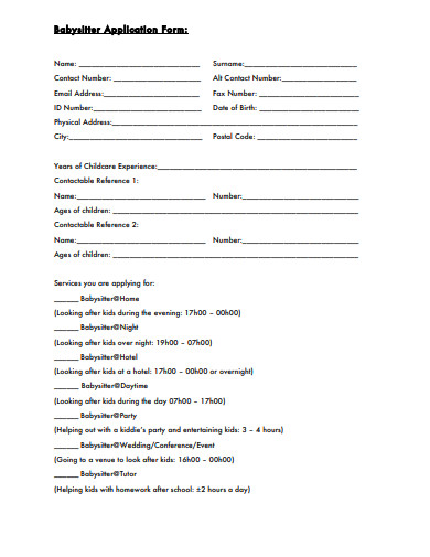 10 babysitter form templates in pdf doc free premium templates