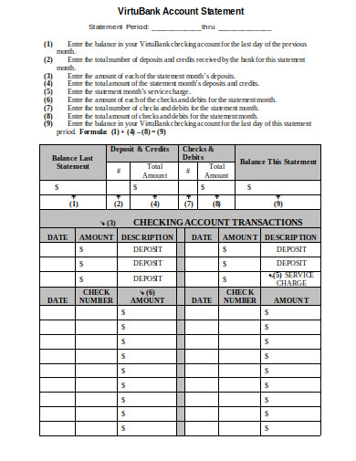 bank account statement template