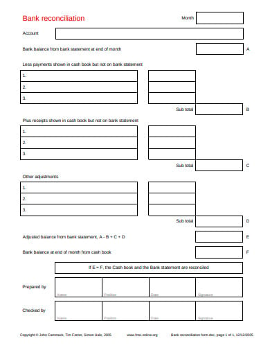 bank reconciliation form template1