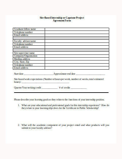 based internship agreement form template