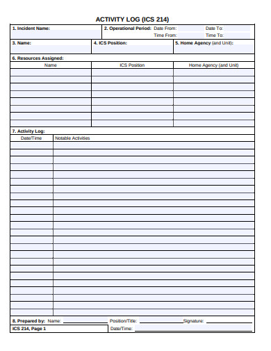 25+ Activity Log Templates in Word | Pages | PDF