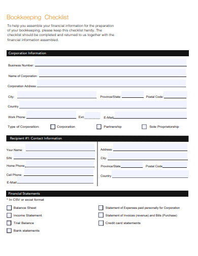 basic bookkeeping checklist