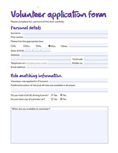 10+ Charity Volunteer Application Form Templates in DOC | PDF