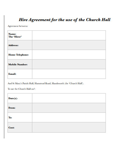 10+ Church Hall Hire Agreement Templates in PDF | DOC