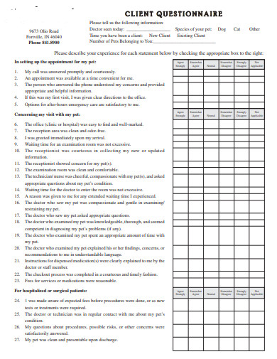 26+ Client Questionnaire Templates in PDF | MS Word | Free & Premium ...