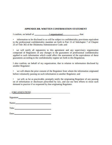 basic confirmation statement template