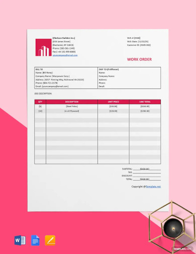 basic construction work order template