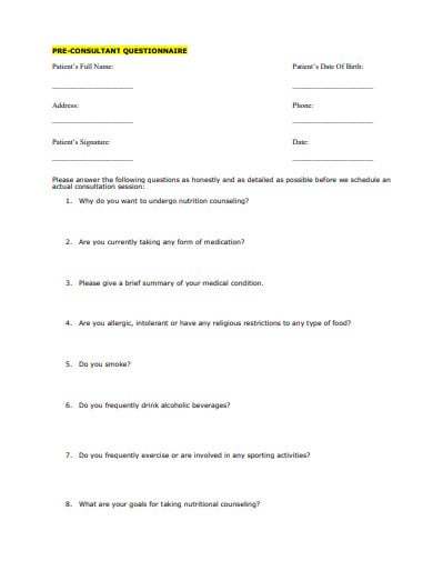 basic consultant questionnaire