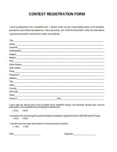 basic contest registration form