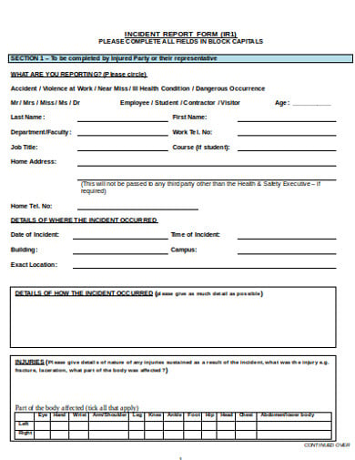 basic contractor incident report form