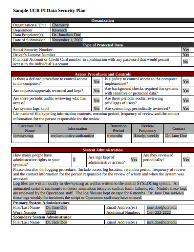 FREE 10  Data Security Plan Templates in PDF MS Word