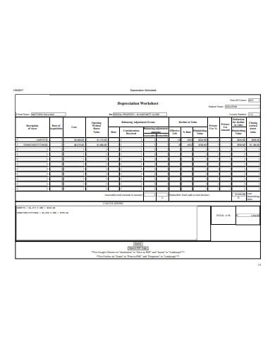 13 Depreciation Worksheet Templates Docs Word Pages Xls Pdf 0640