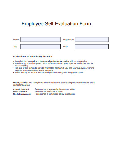 basic employee self evaluation form template