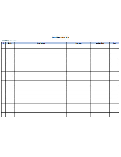 10+ Home Maintenance Log Templates PDF | DOC