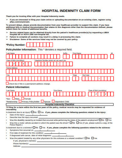 Free 10 Hospital Indemnity Claim Form Templates In Pdf 0285