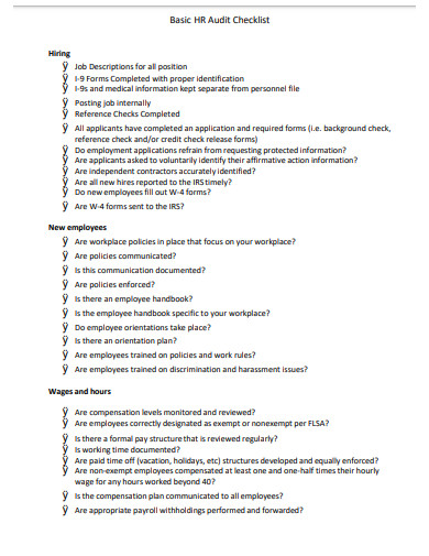 14+ FREE Hr Audit Checklist Templates in PDF | DOC | XLS