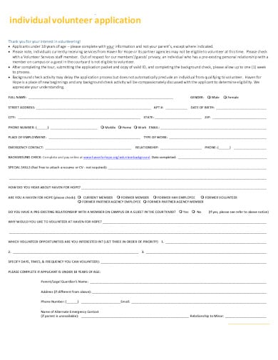 basic-individual-volunteer-application-form-in-pdf