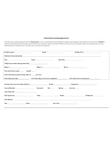 basic internship learning agreement in pdf